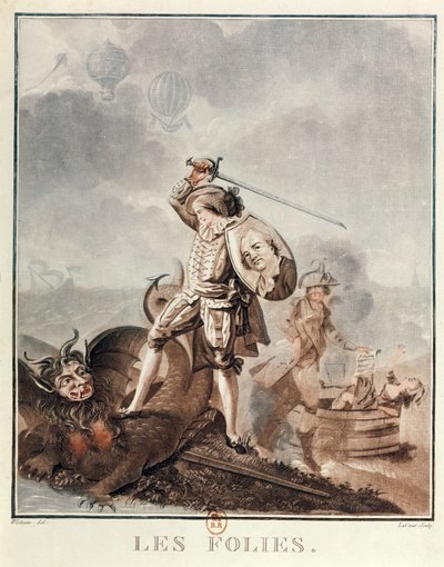 Figaro en combat avec une harpie, vers 1786 - Francois Louis Joseph Watteau
