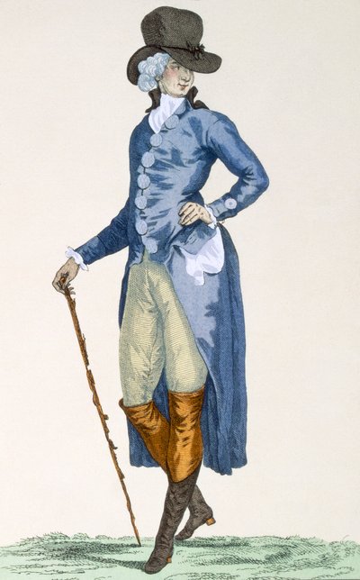 Maître de la maison royale en manteau bleu élaboré, gravé par Le Beau, planche no.256 de 