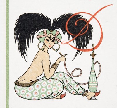 Fille arabe avec pipe à narguilé, de Personnages de Comédie, 1922 - Francois Louis Schmied