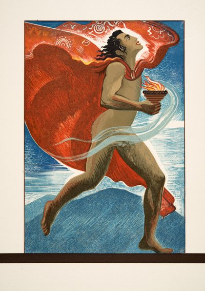 Prométhée courant avec le feu, de Prométhée Enchaîné par Eschyle, pub. 1941 - Francois Louis Schmied