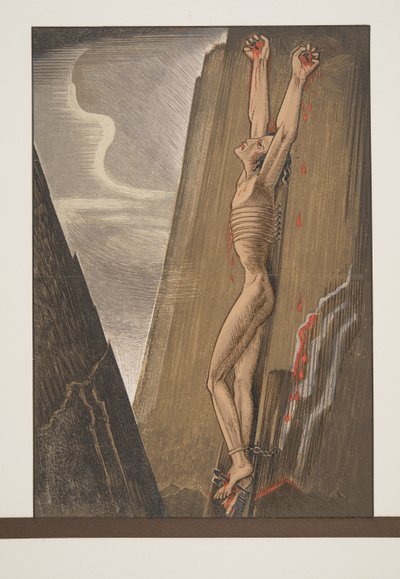 Prométhée cloué au rocher, de Prométhée Enchaîné par Eschyle, pub. 1941 - Francois Louis Schmied