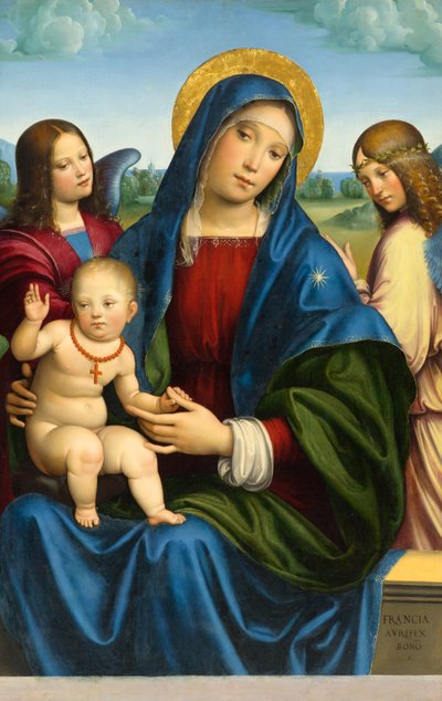 Madone et enfant avec deux anges, c.1495-1500 - Francois Louis Thomas Francia