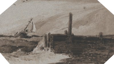 Approchant du port dans une mer orageuse - Francois Louis Thomas Francia
