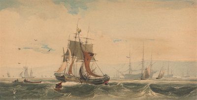 Navires sur la Medway, Kent - Francois Louis Thomas Francia