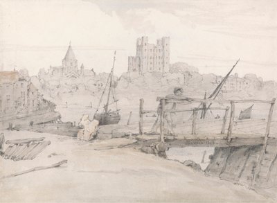 Vue sud-est du château de Rochester et de la cathédrale - Francois Louis Thomas Francia