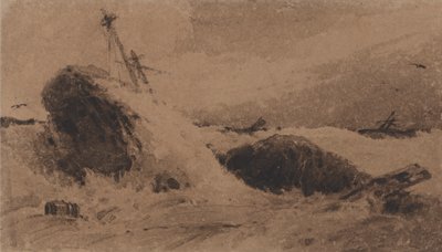 Navire naufragé dans une mer orageuse - Francois Louis Thomas Francia