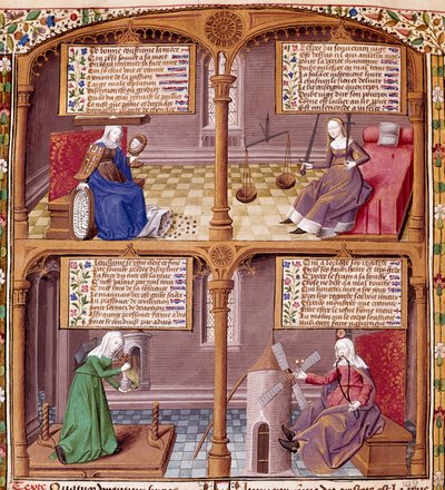 Les Quatre Vertus Cardinales : Prudence, Force, Continence et Justice. Page tirée d