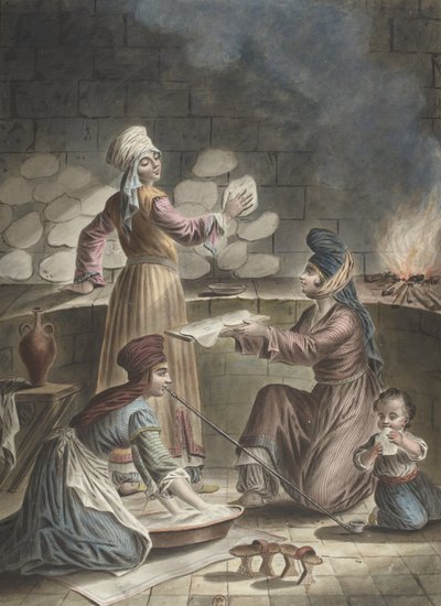 Femmes turques cuisant du pain, 1790 - Francois Marie Rosset