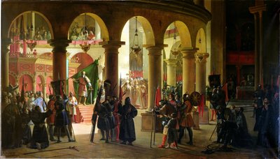Godefroy de Bouillon (vers 1060-1100) déposant les trophées d