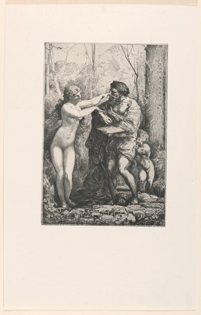 Artiste et une nymphe, des Douze Eaux-fortes de Chifflart - Francois Nicolas Chifflart