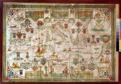 Carte géographique de la mer Méditerranée montrant les côtes de l