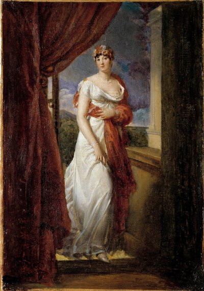 Portrait en pied de Madame Tallien, née Cabarrus, princesse de Caraman - Chimay (1773-1835) Peinture de François Gérard (1770-1837) 1804 Dim. 0,32 x 0,20 m. - Baron François Pascal Simon Gérard