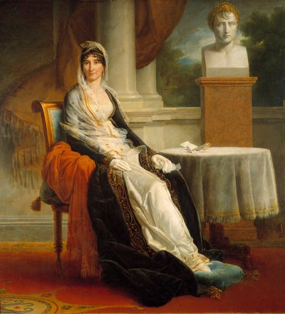 Portrait en pied de Laetitia Bonaparte (Letizia Maria Ramolino) (1750-1836) Madame Mère devant le buste de son fils l