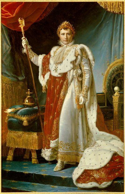 Portrait en pied de Napoléon Ier en costume sacré (1769-1821) Empereur des Français. Peinture par François Gérard (1770-1837). 1805. Versailles, musée du Château - Baron François Pascal Simon Gérard