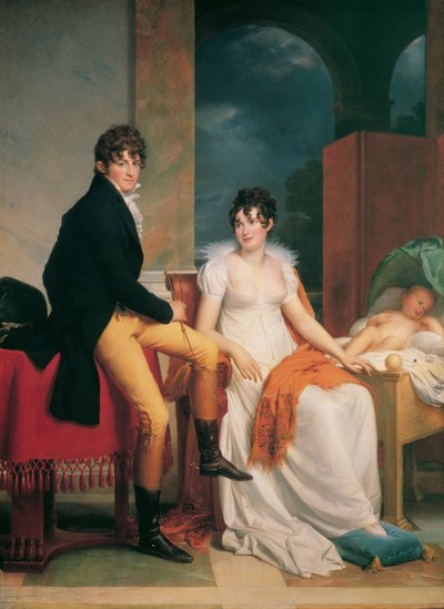 Moritz Christian Comte du Reich von Fries avec sa femme Maria Theresia Josepha, née Princesse Hohenlohe-Waldenburg-Schillingsfürst, et leur fils Moritz - Francois Pascal Simon Gerard