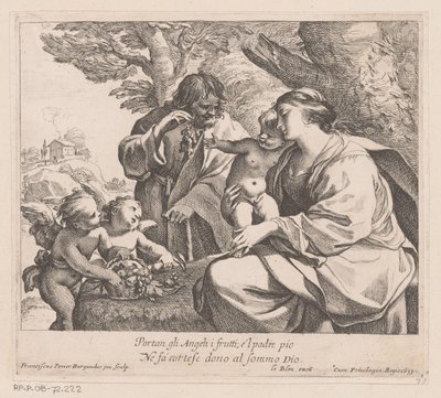 Sainte Famille avec putti et raisins - Francois Perrier