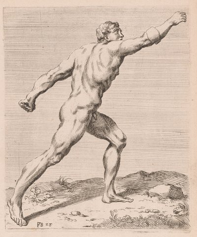 Le Gladiateur Borghèse, vue de côté, tourné à droite [plaque 28] - Francois Perrier