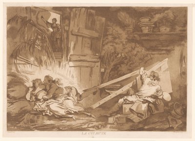 Jeune homme trébuchant tombe sur une femme qui est peinte (La Culbute) - Francois Philippe Charpentier