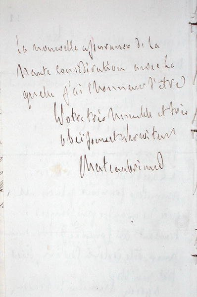 Lettre avec signature de l