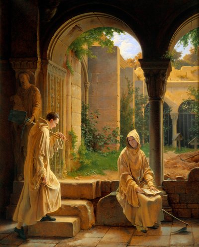 Moines dans un cloître - Francois Richard Fleury