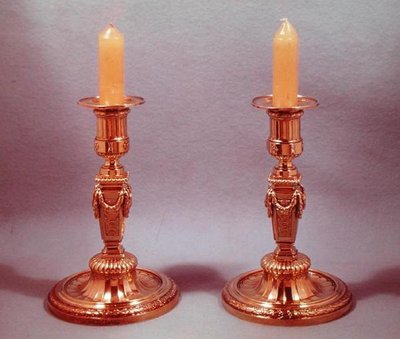 Deux chandeliers (argent doré) - Francois Thomas Germain