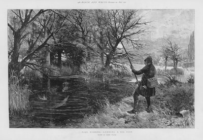 Pêcheur de brochet attrapant un gros poisson - Frank (after) Feller