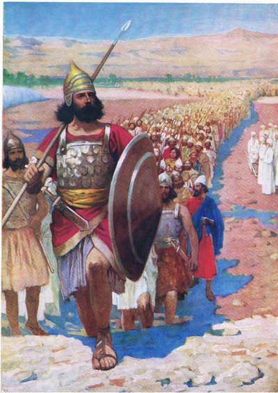 Traversée du Jourdain, de The Bible Picture Book publié par Thomas Nelson, vers 1950 - Frank Adams