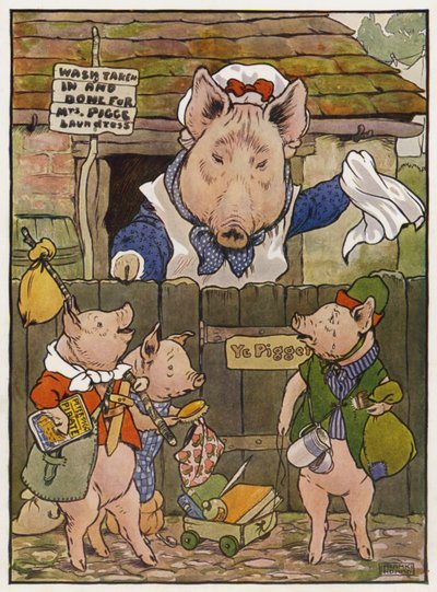 Illustration des Trois Petits Cochons - Frank Adams