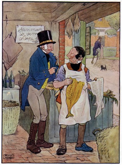 Trois joyeux pêcheurs (lithographie en couleur) - Frank Adams