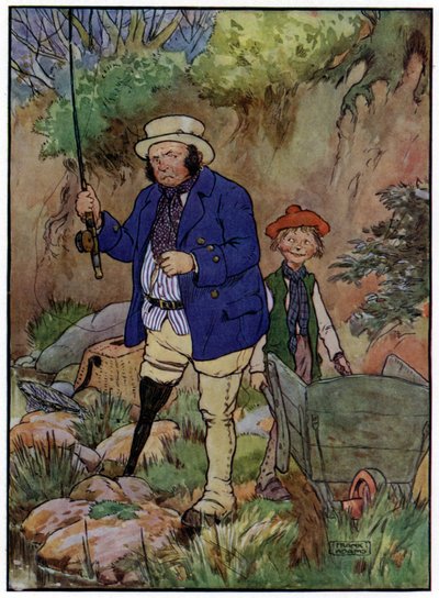 Trois joyeux pêcheurs (lithographie en couleur) - Frank Adams