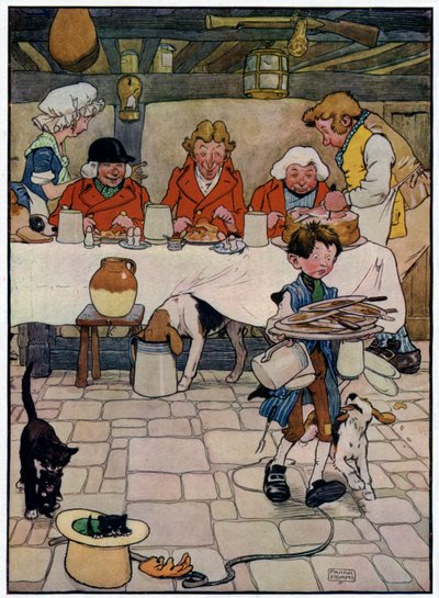 Trois joyeux chasseurs (lithographie en couleur) - Frank Adams