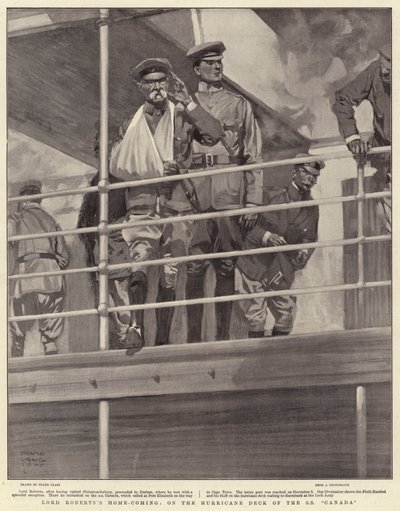 Retour à la maison de Lord Roberts, sur le pont ouragan du SS Canada - Frank Craig