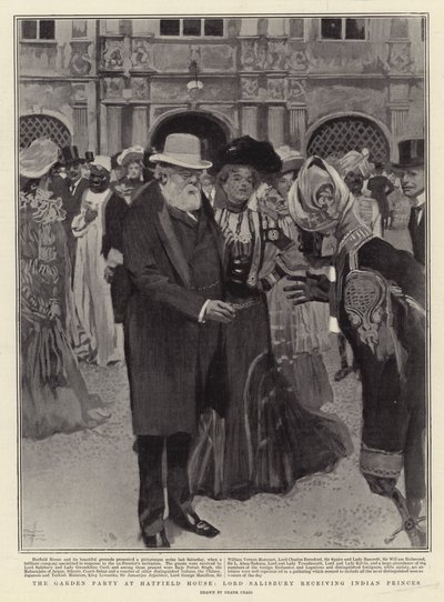 La garden-party à Hatfield House, Lord Salisbury recevant des princes indiens - Frank Craig