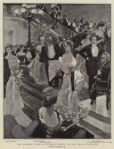 La fête du canot de sauvetage à la maison Stafford sur le grand escalier - Frank Craig