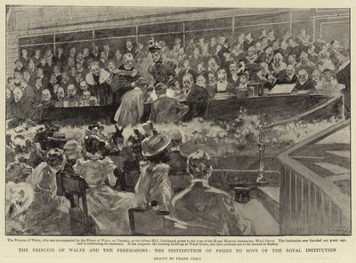 La Princesse de Galles et les Francs-Maçons, la distribution des prix aux garçons de l