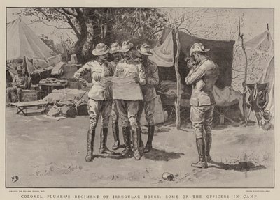 Le régiment de cavalerie irrégulière du colonel Plumer, certains des officiers au camp - Frank Dadd