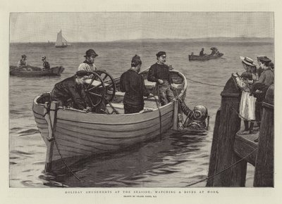 Amusements de vacances au bord de la mer, regarder un plongeur au travail - Frank Dadd