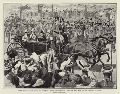 Le Carrosse de Lord Kitchener descendant Constitution Hill en route vers le Palais de St James - Frank Dadd