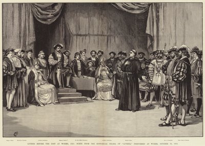 Luther devant la Diète de Worms, 1521, scène du drame historique de Luther, joué à Worms, 30 octobre 1883 - Frank Dadd