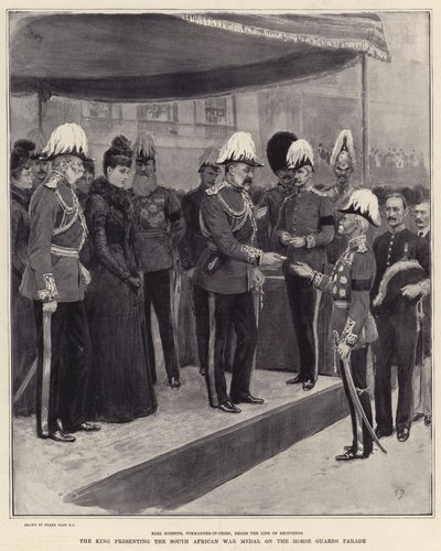 Le Roi remettant la médaille de la guerre sud-africaine sur la parade des Horse Guards - Frank Dadd