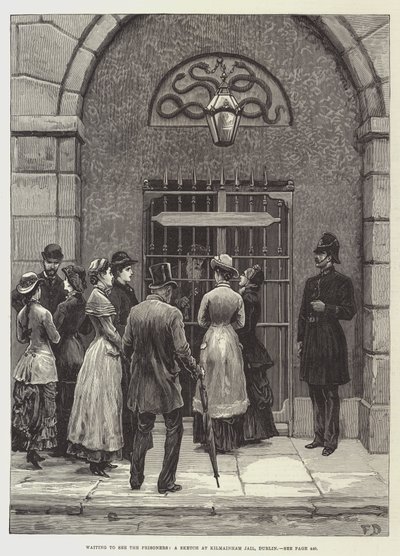 En attente de voir les prisonniers, une esquisse à la prison de Kilmainham, Dublin - Frank Dadd