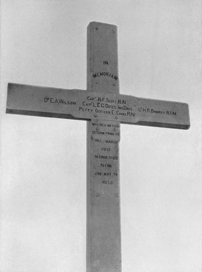 Croix commémorative érigée à Observation Hill pour le groupe du Sud, 1913 - Frank Debenham