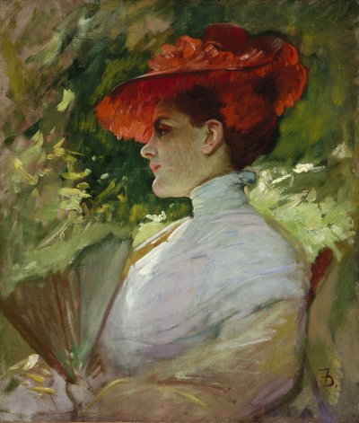 Dame au chapeau rouge, ou Portrait de Maggie Wilson, vers 1904 - Frank Duveneck