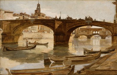 Les Ponts : Florence, vers 1880 (huile sur toile montée sur carton contrecollé) - Frank Duveneck