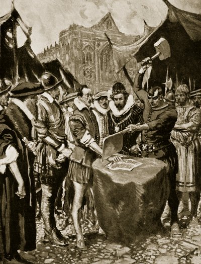 Stubbs se fait couper la main, 1521, illustration de 