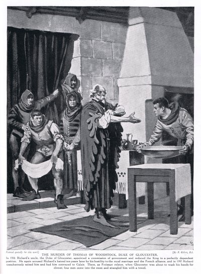 Le meurtre de Thomas Woodstock, duc de Gloucester AD1336, années 1920 - Frank Gillett