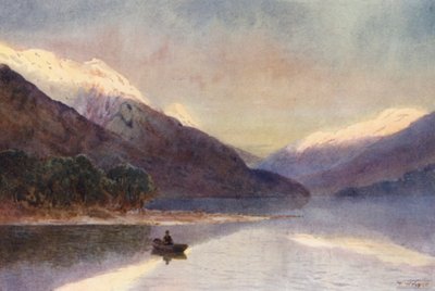 Nouvelle-Zélande : Fiord du Nord, Lac Te-Anau (lithographie en couleur) - Frank H Wright