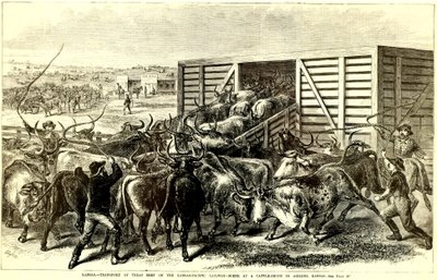 Chute de bétail à Abilene, Kansas, vers 1871 - Frank Leslie