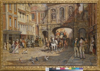 Le courrier royal passant Temple Bar - Frank Moss Bennett