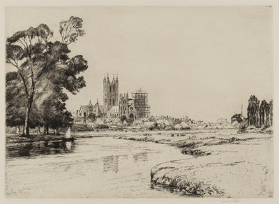 Canterbury depuis les prés, 1930 - Frank Short
